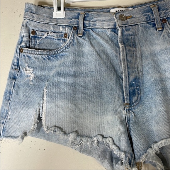 NEW! AGOLDE Parker Button Fly High Waist Distressed Denim Shorts. 31. - Picture 7 of 12